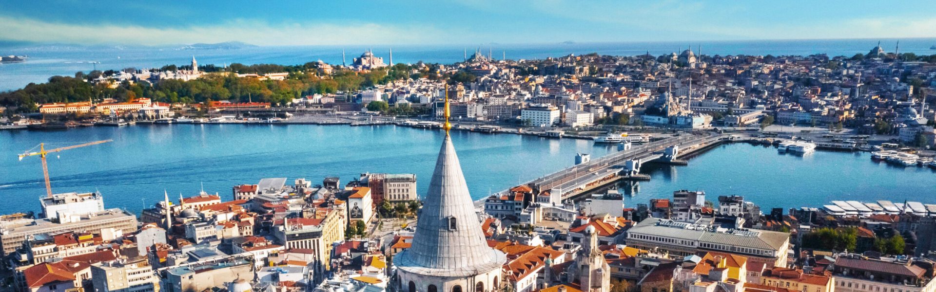Aerial view of Galata Tower ,Blue Mosque & Hagia sophia (ayasofya)  in Istanbul; Shutterstock ID 1746993107; purchase_order: -; job: -; client: -; other: -